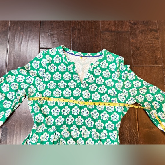 Boden Delilah Green Sapling Carnation Stamp Print Jersey Dress. Wmn’s Sz 14 Reg - Picture 10 of 13